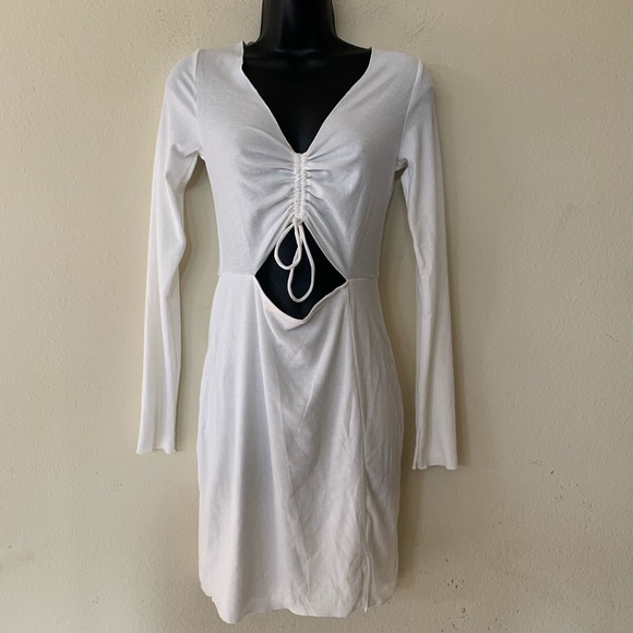 Princess Polly White Pinch Me Ribbed Long Sleeve Dress - Picture 4 of 13